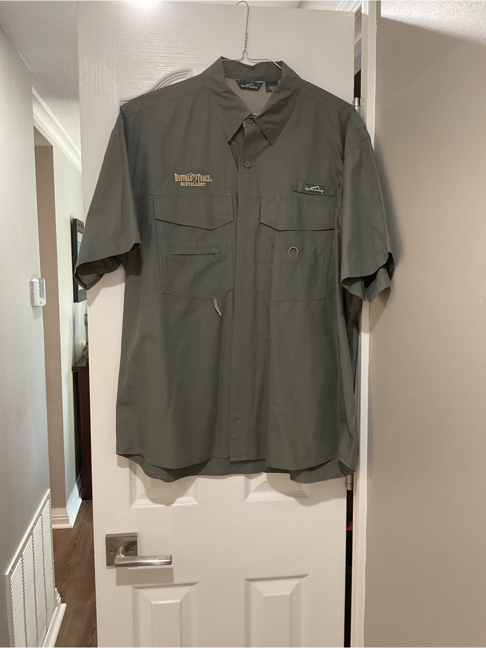 Eddie Bauer Olive Green Short-Sleeve Button Shirt